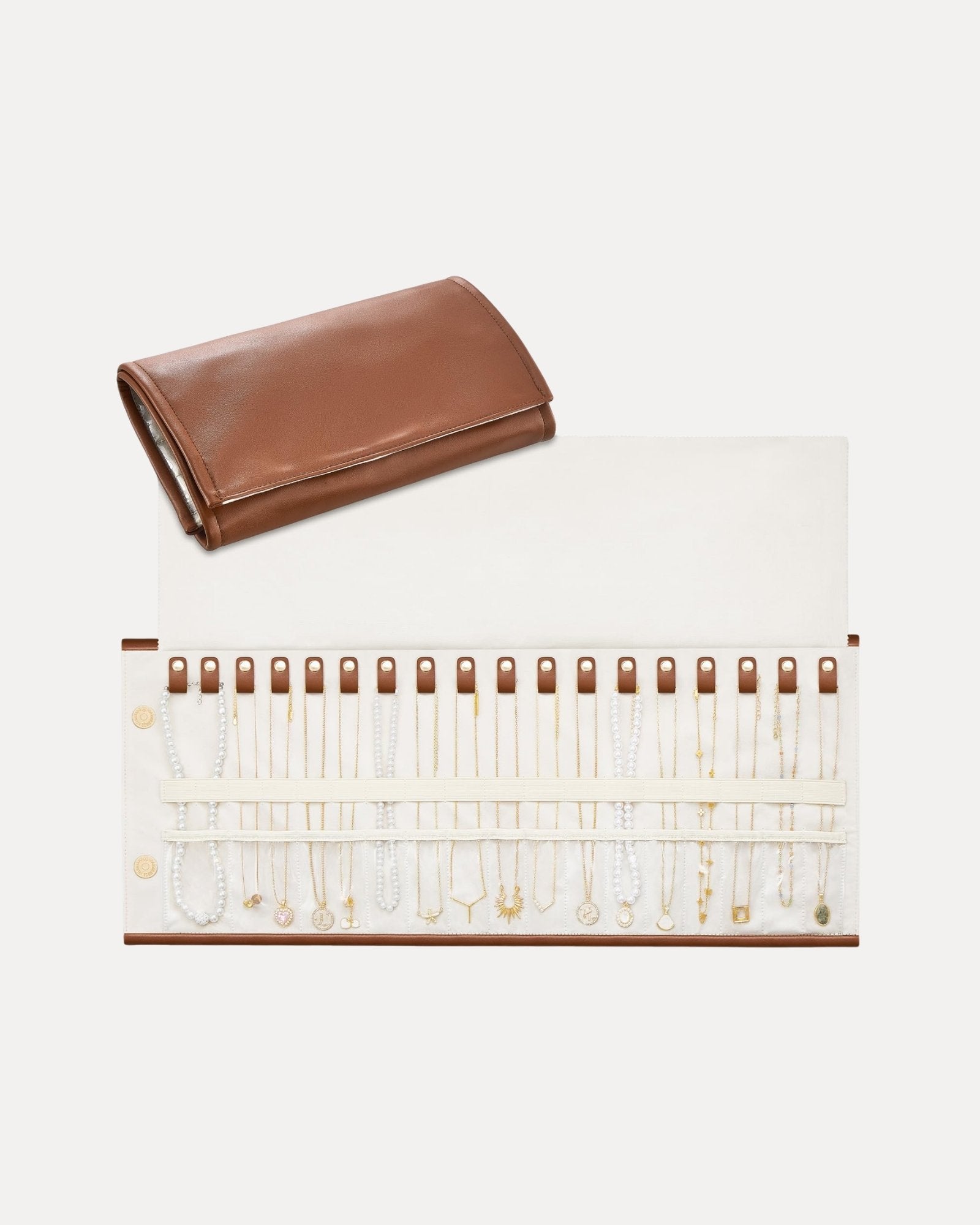 Leather Foldable Roll Up Jewelry Storage Bag