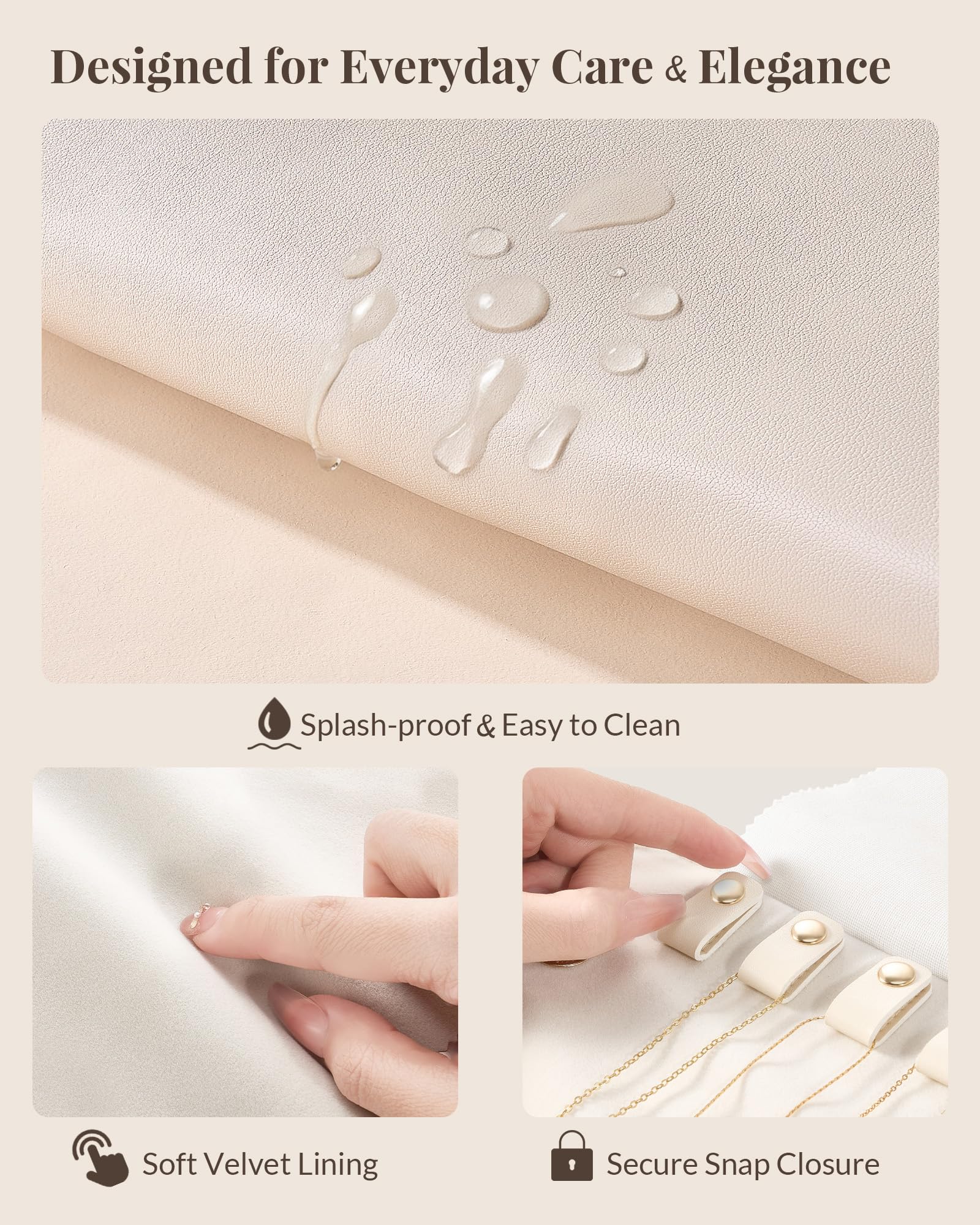 Leather Foldable Roll Up Jewelry Storage Bag