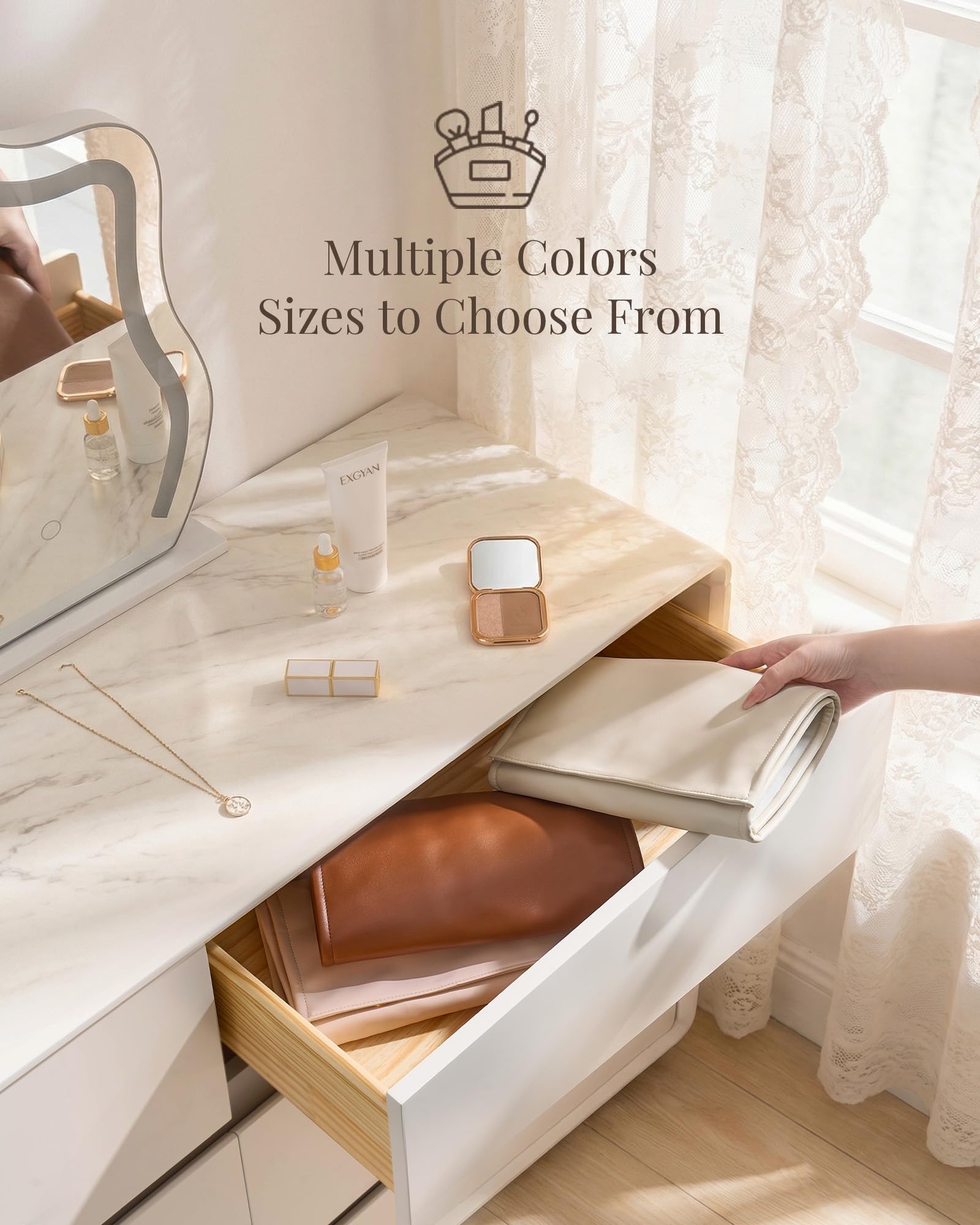 Leather Foldable Roll Up Jewelry Storage Bag