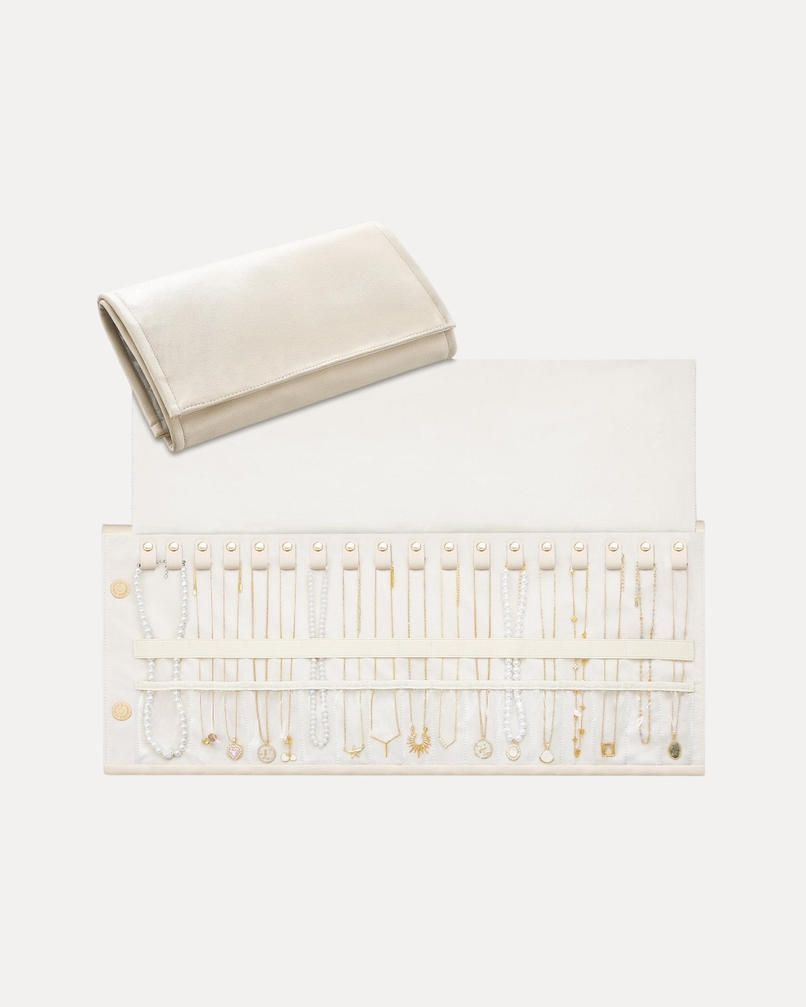 Leather Foldable Roll Up Jewelry Storage Bag