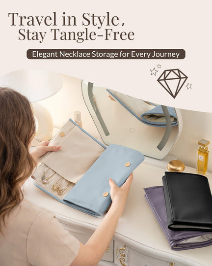 Leather Foldable Roll Up Jewelry Storage Bag