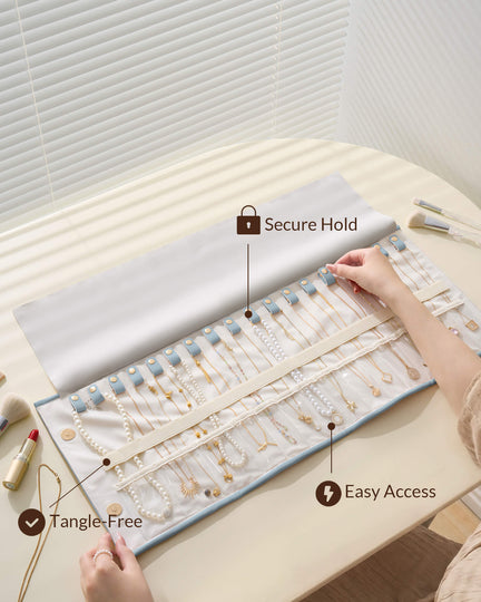 Leather Foldable Roll Up Jewelry Storage Bag
