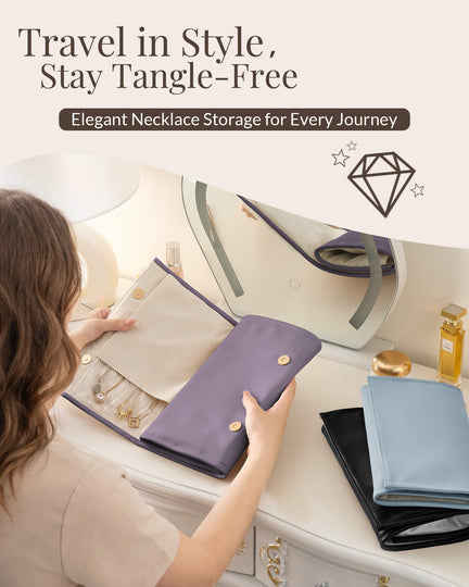 Leather Foldable Roll Up Jewelry Storage Bag
