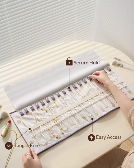 Leather Foldable Roll Up Jewelry Storage Bag