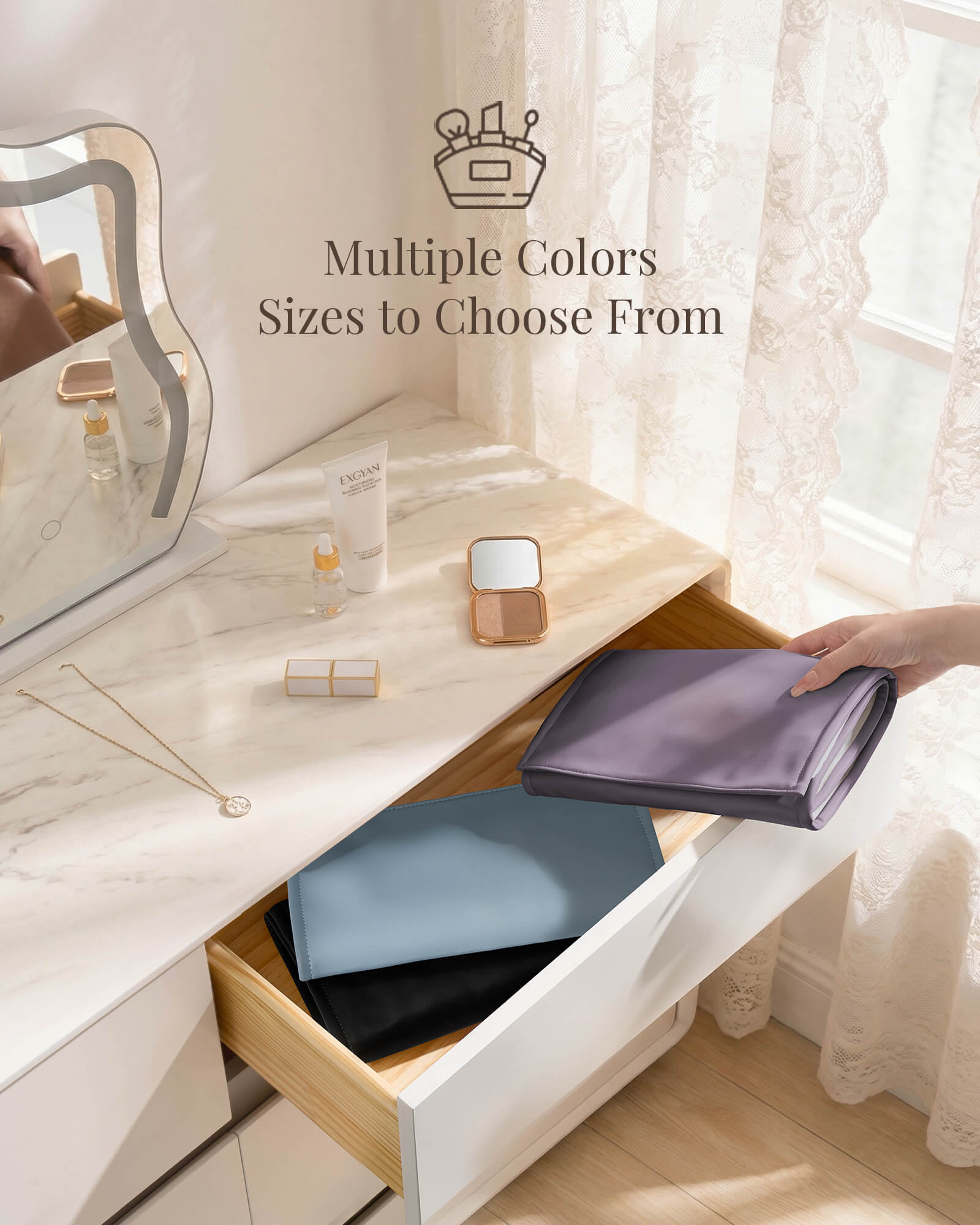 Leather Foldable Roll Up Jewelry Storage Bag