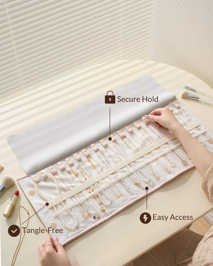 Leather Foldable Roll Up Jewelry Storage Bag