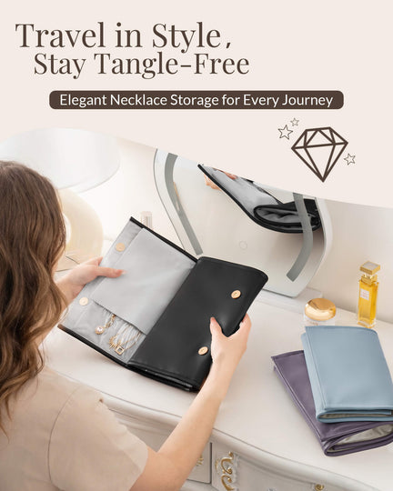 Leather Foldable Roll Up Jewelry Storage Bag