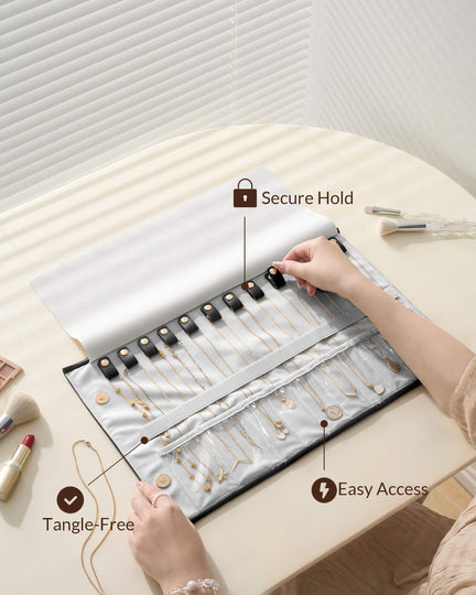 Leather Foldable Roll Up Jewelry Storage Bag