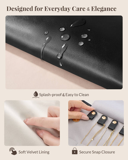 Leather Foldable Roll Up Jewelry Storage Bag