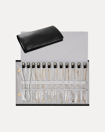 Leather Foldable Roll Up Jewelry Storage Bag