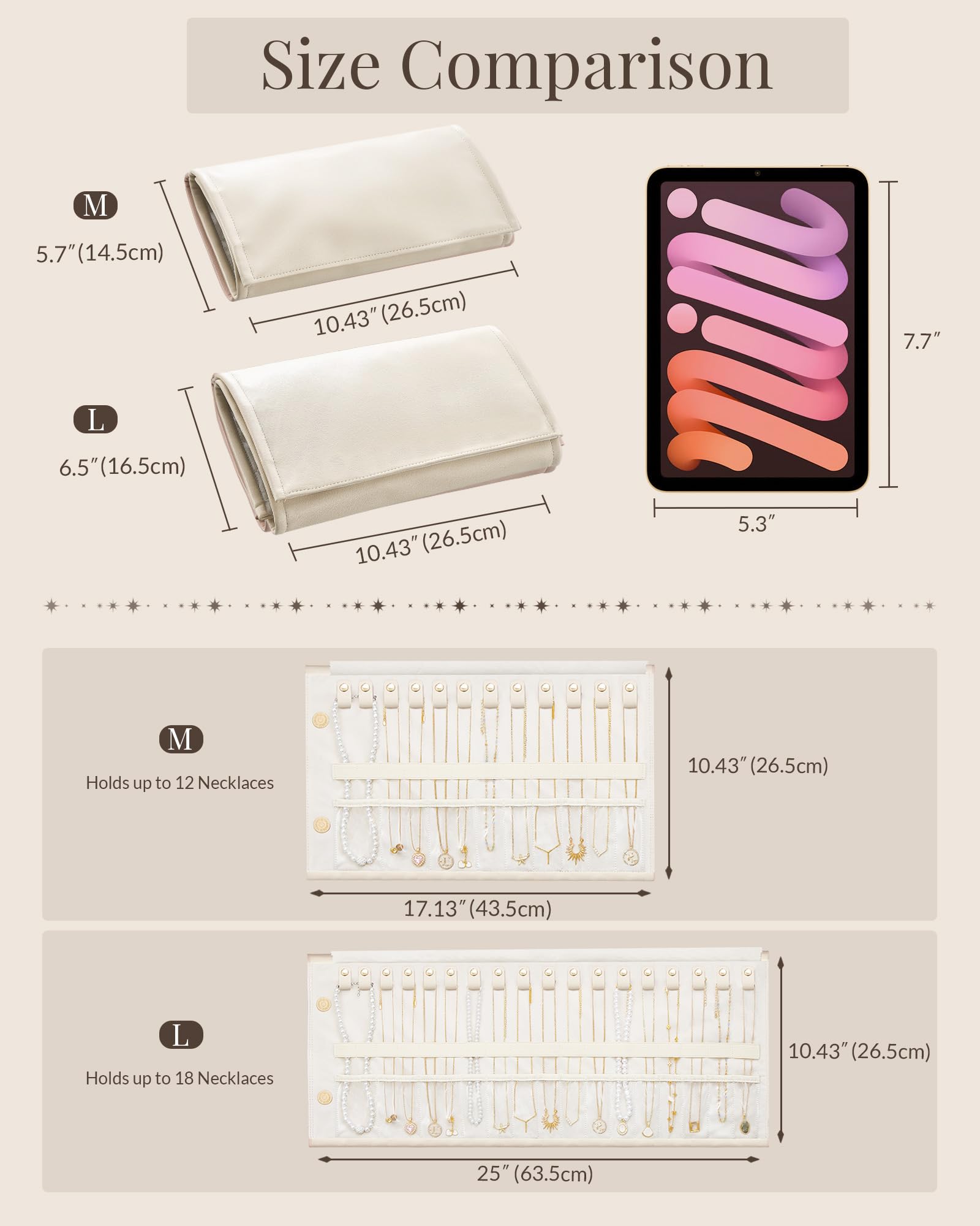 Leather Foldable Roll Up Jewelry Storage Bag