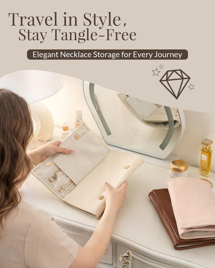Leather Foldable Roll Up Jewelry Storage Bag