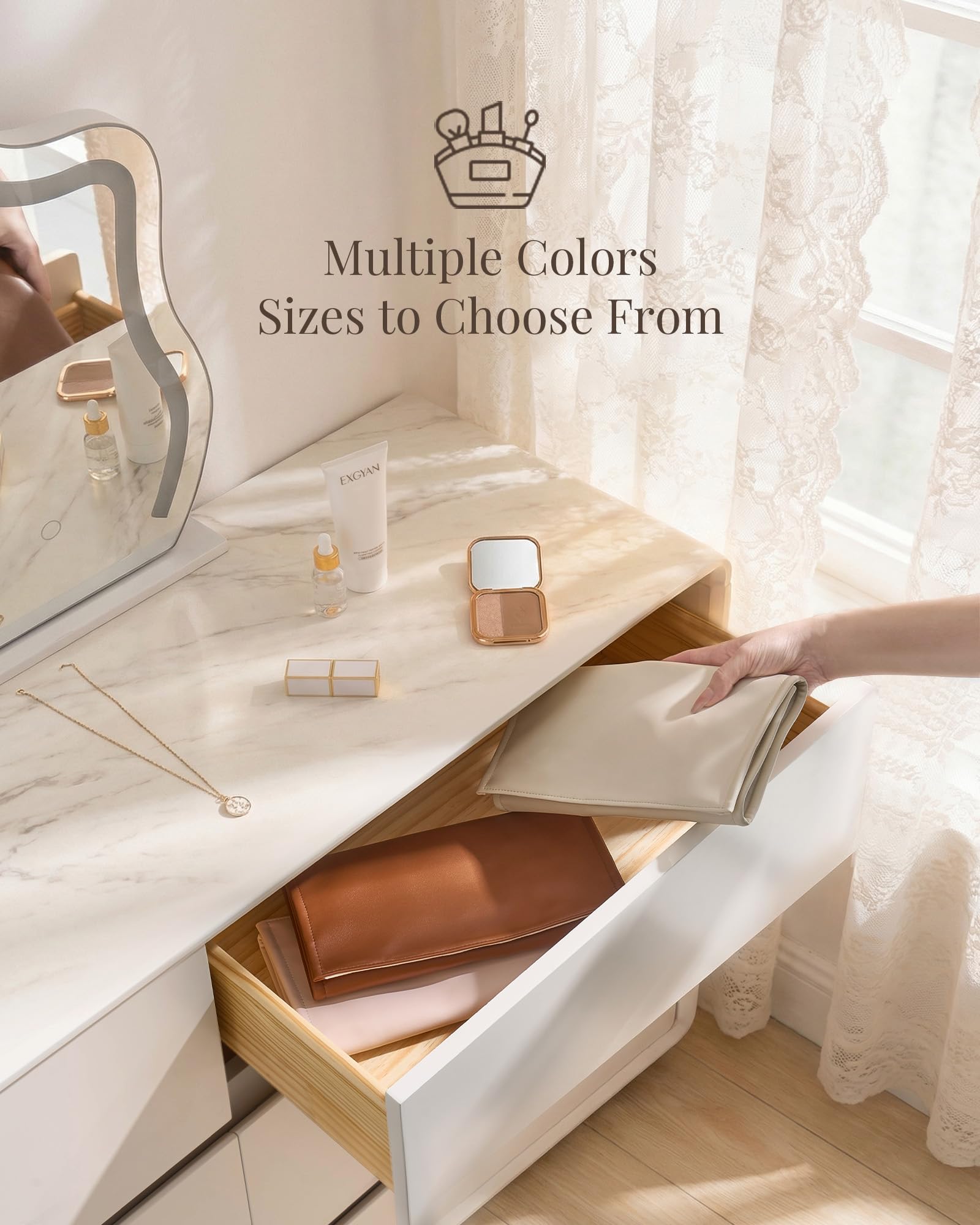 Leather Foldable Roll Up Jewelry Storage Bag