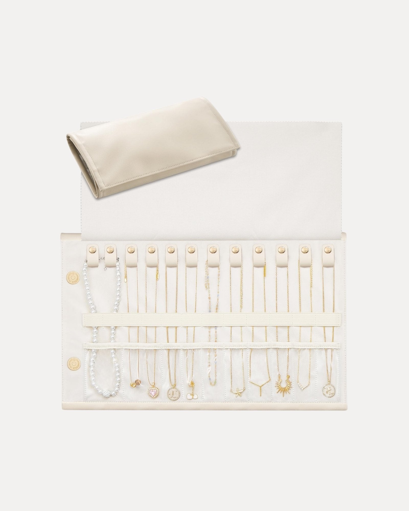 Leather Foldable Roll Up Jewelry Storage Bag