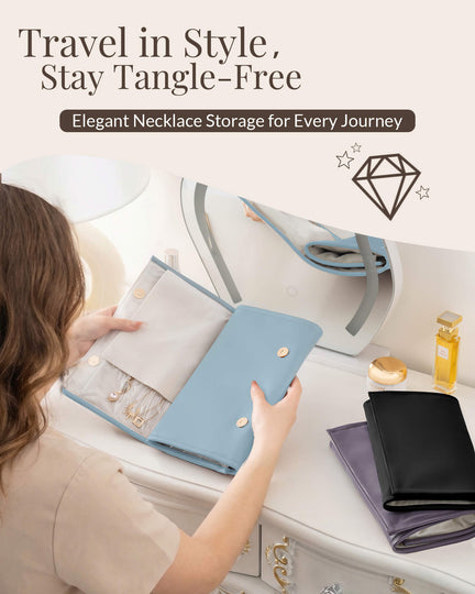 Leather Foldable Roll Up Jewelry Storage Bag