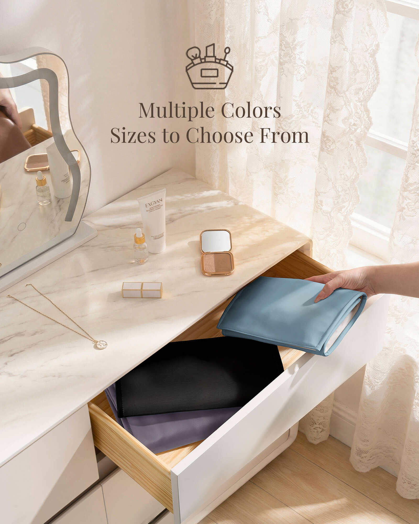 Leather Foldable Roll Up Jewelry Storage Bag