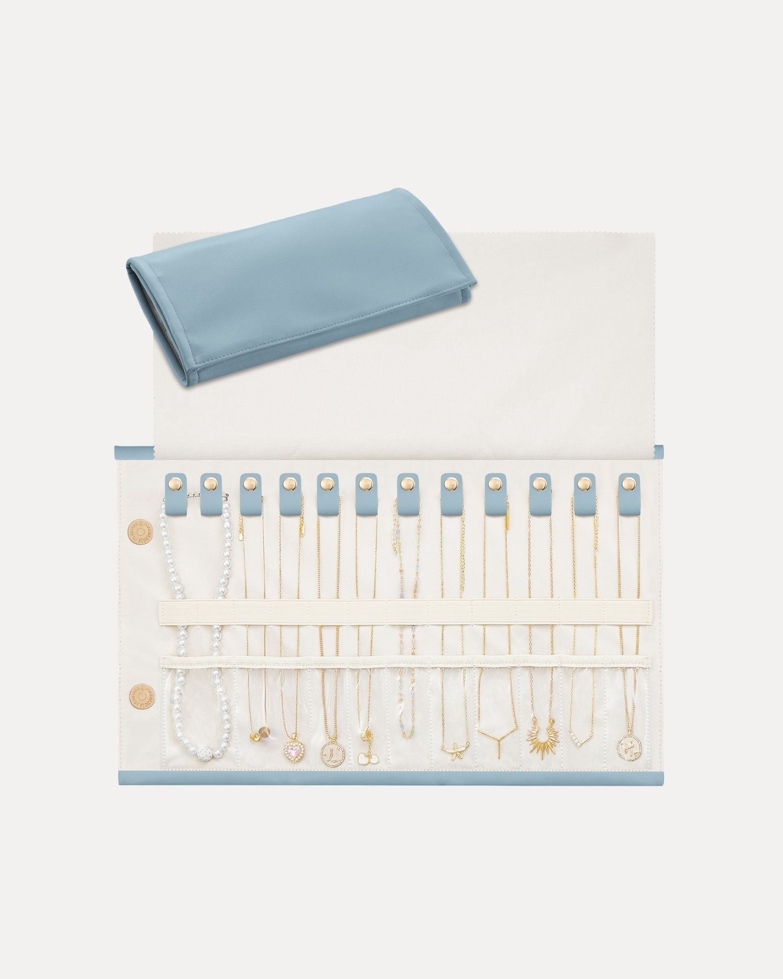 Leather Foldable Roll Up Jewelry Storage Bag