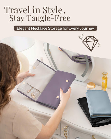 Leather Foldable Roll Up Jewelry Storage Bag