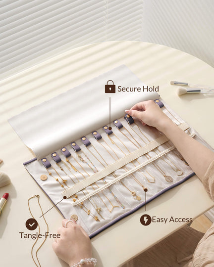 Leather Foldable Roll Up Jewelry Storage Bag