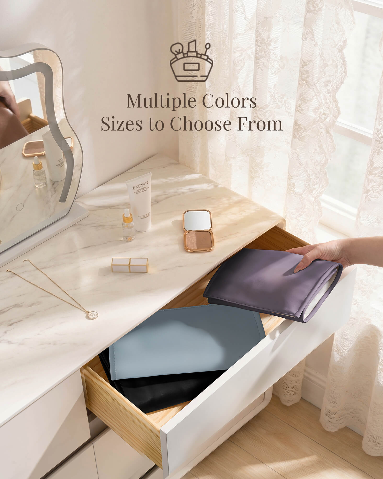 Leather Foldable Roll Up Jewelry Storage Bag