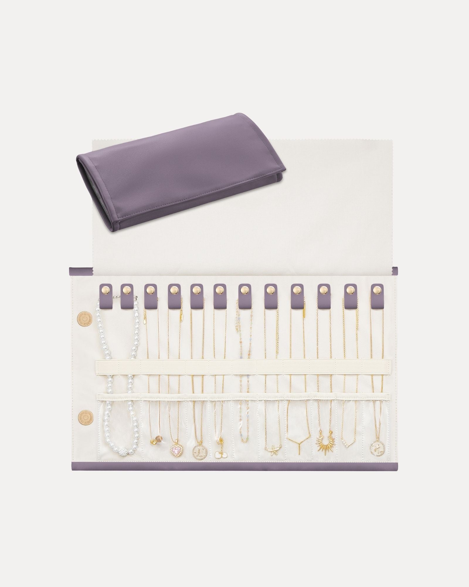 Leather Foldable Roll Up Jewelry Storage Bag