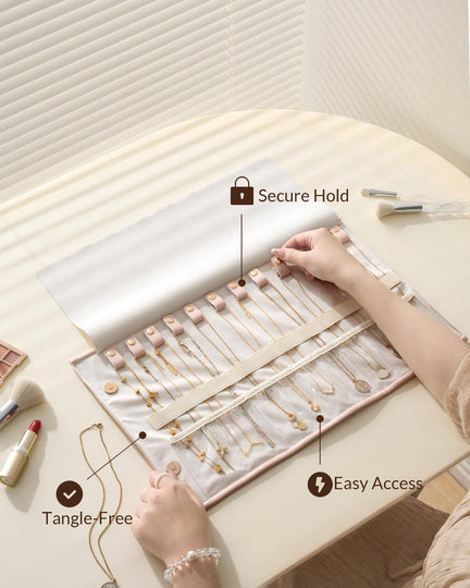 Leather Foldable Roll Up Jewelry Storage Bag