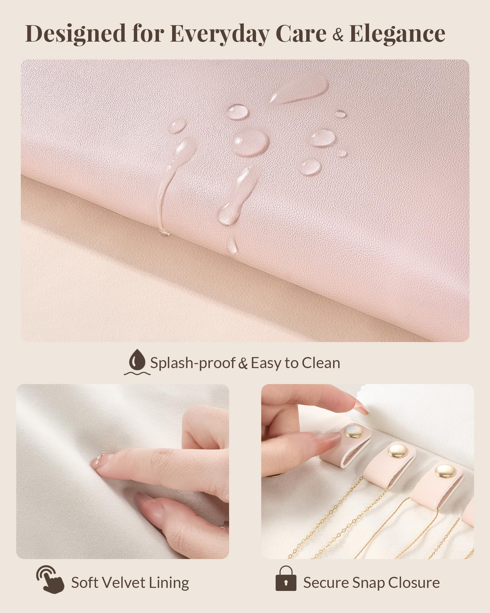 Leather Foldable Roll Up Jewelry Storage Bag