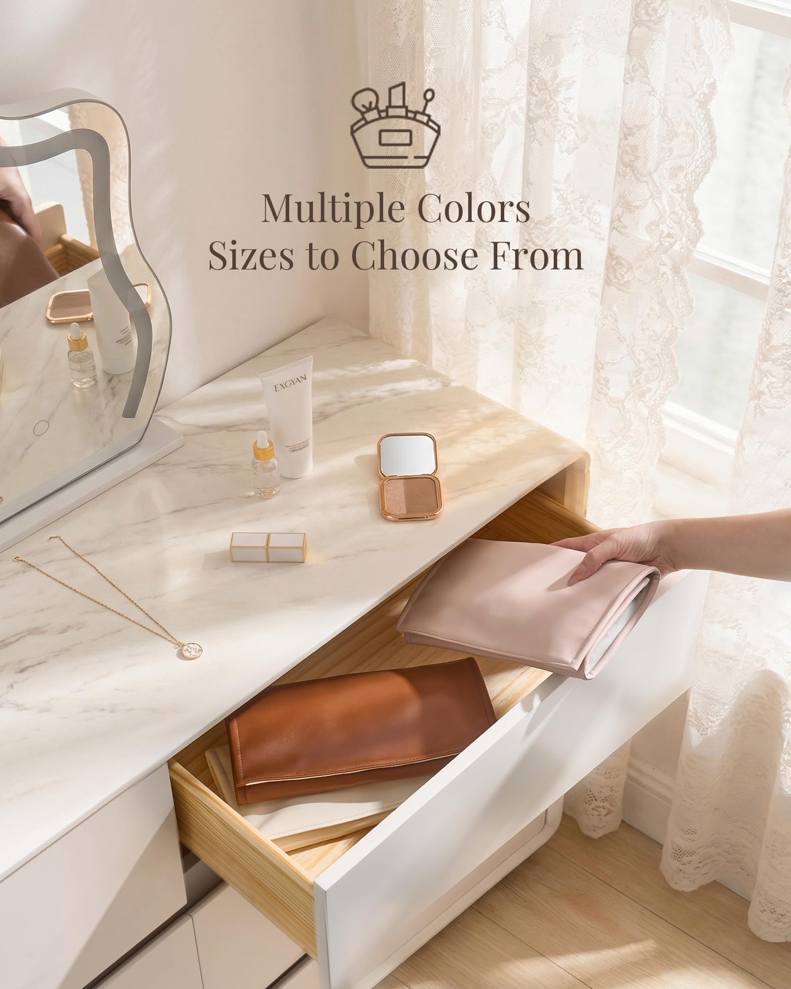 Leather Foldable Roll Up Jewelry Storage Bag