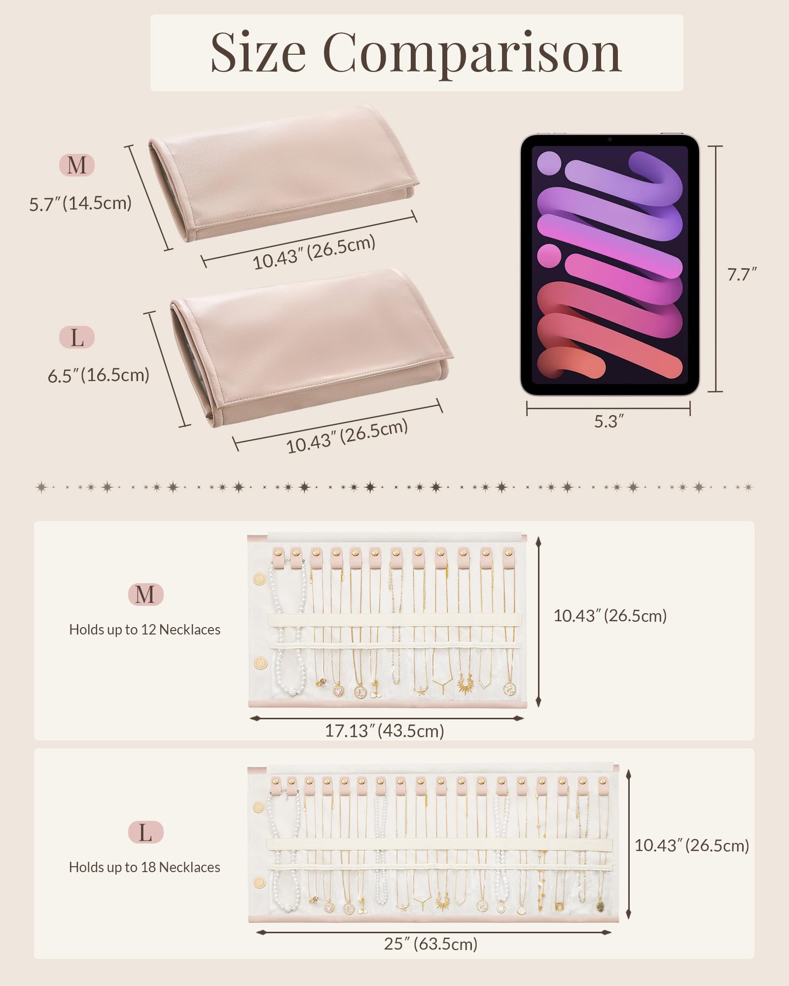 Leather Foldable Roll Up Jewelry Storage Bag