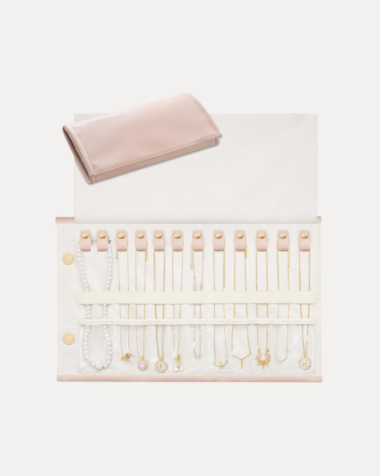 Leather Foldable Roll Up Jewelry Storage Bag