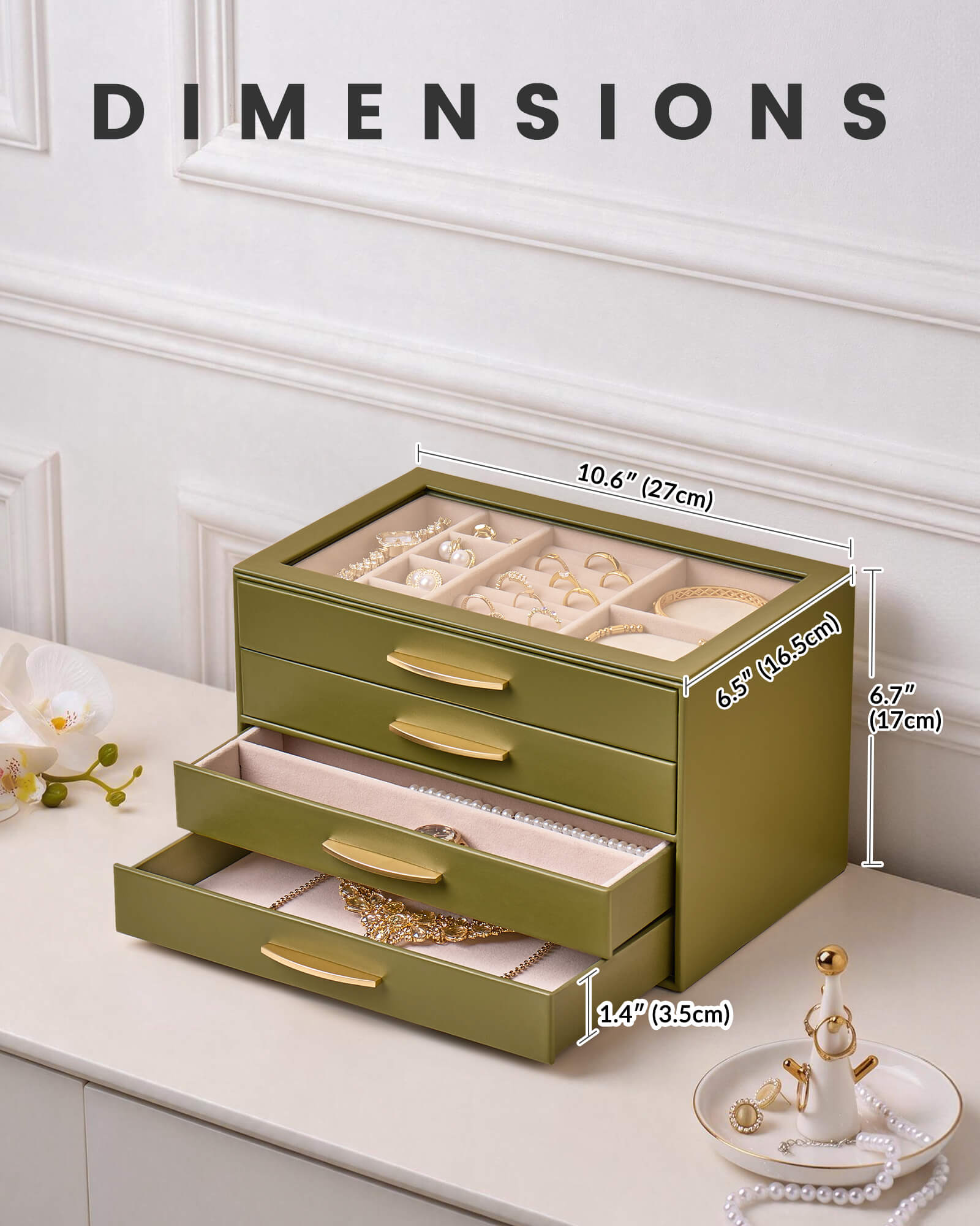 Large Capacity Multi-Layer Jewelry Organizer Box with Glass Lid