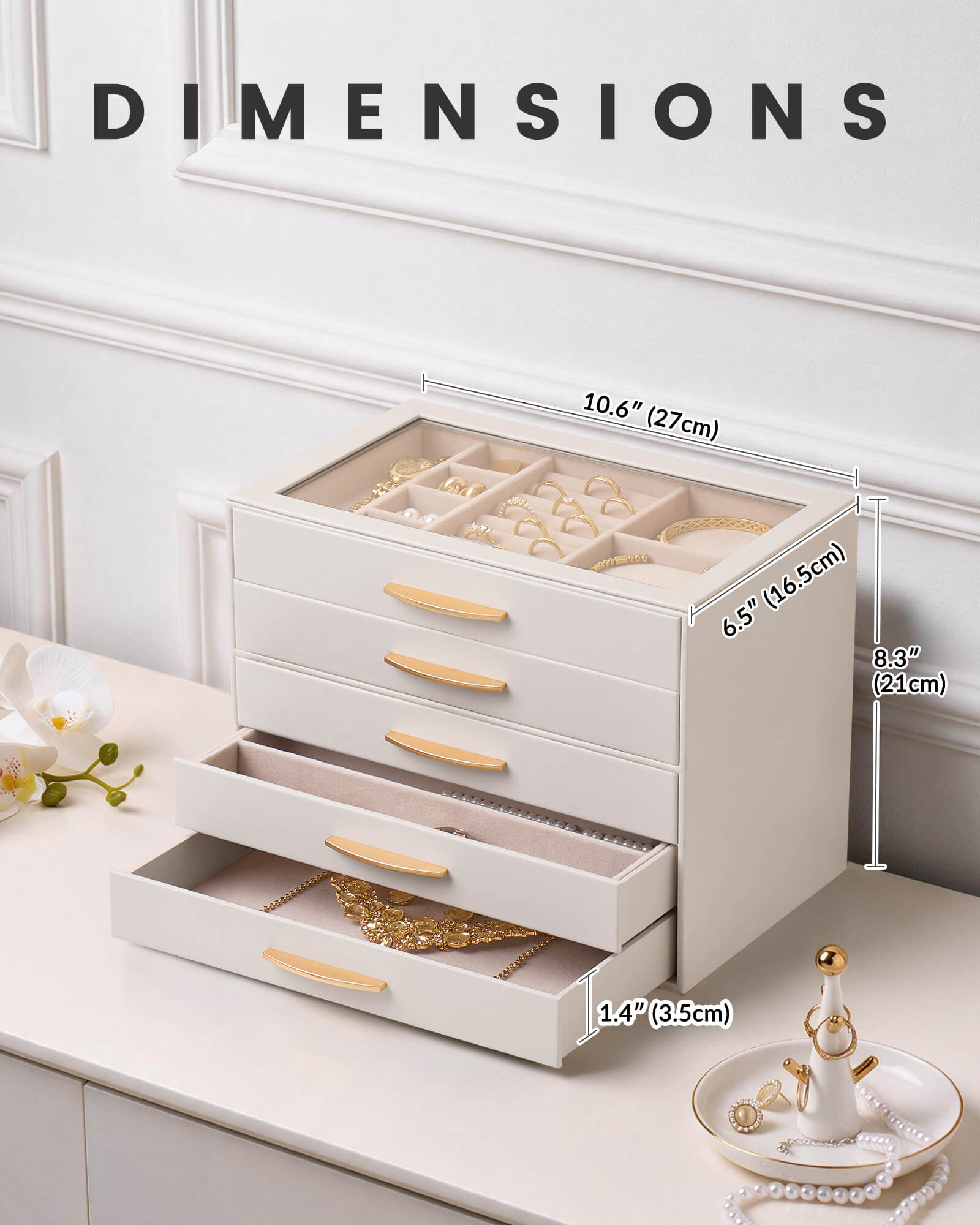 Large Capacity Multi-Layer Jewelry Organizer Box with Glass Lid