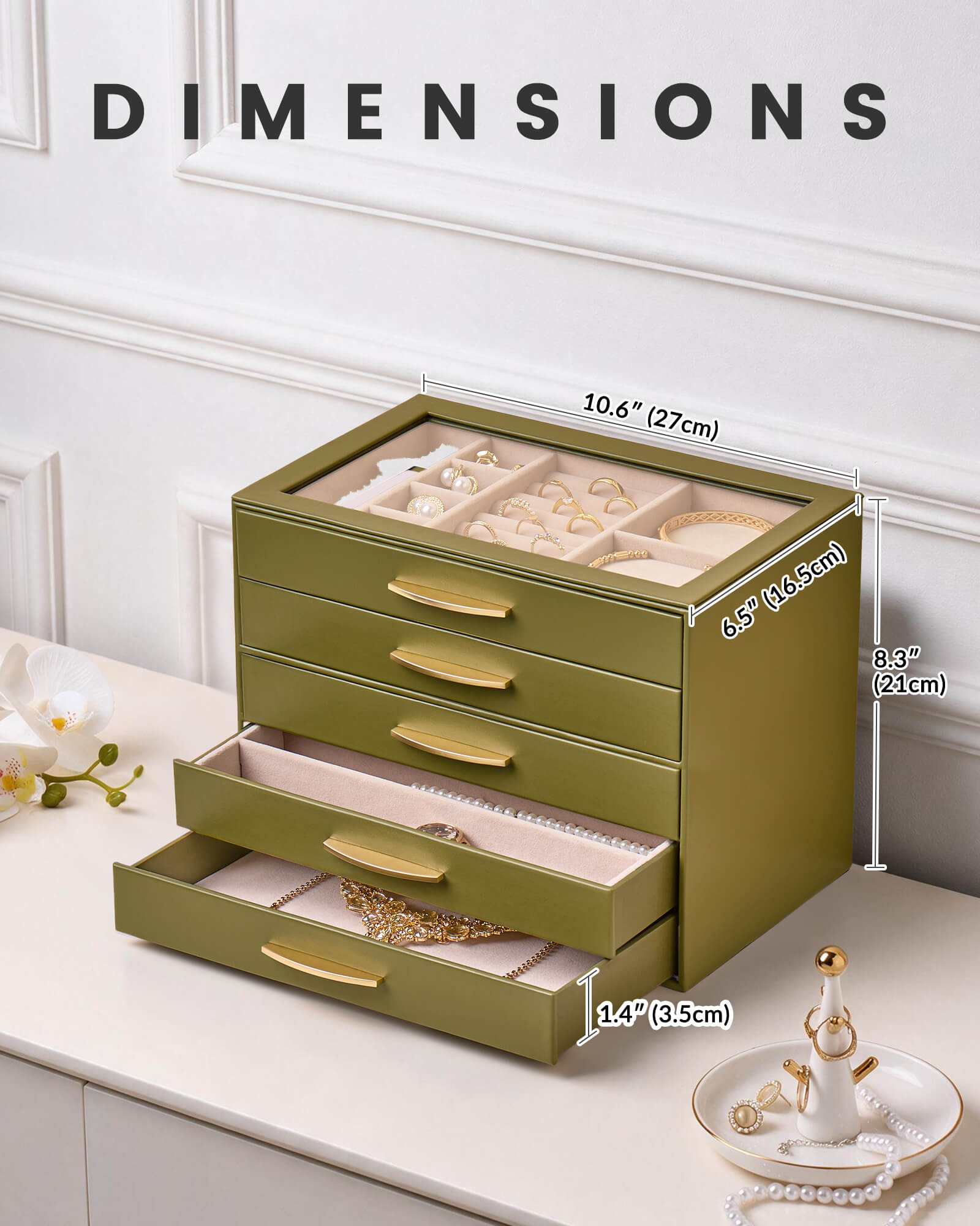 Large Capacity Multi-Layer Jewelry Organizer Box with Glass Lid
