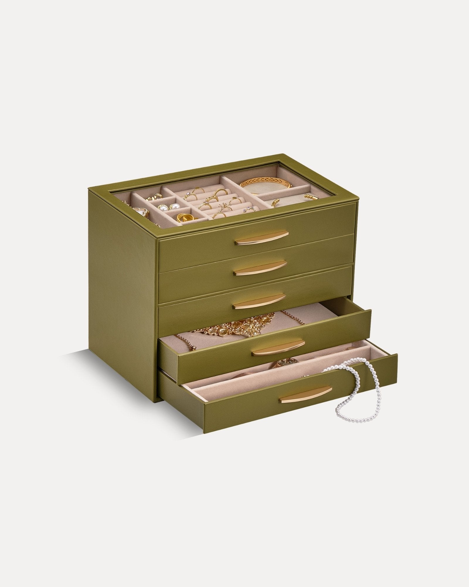 Large Capacity Multi-Layer Jewelry Organizer Box with Glass Lid