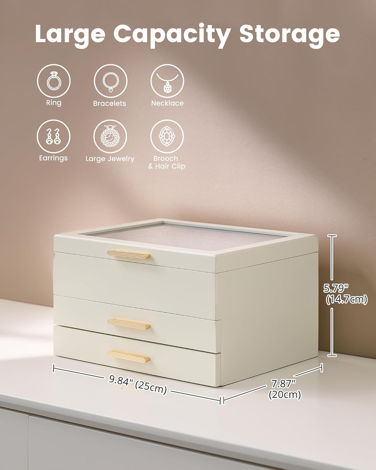 Multi-Layer Jewelry Organizer Box with Clear Lid