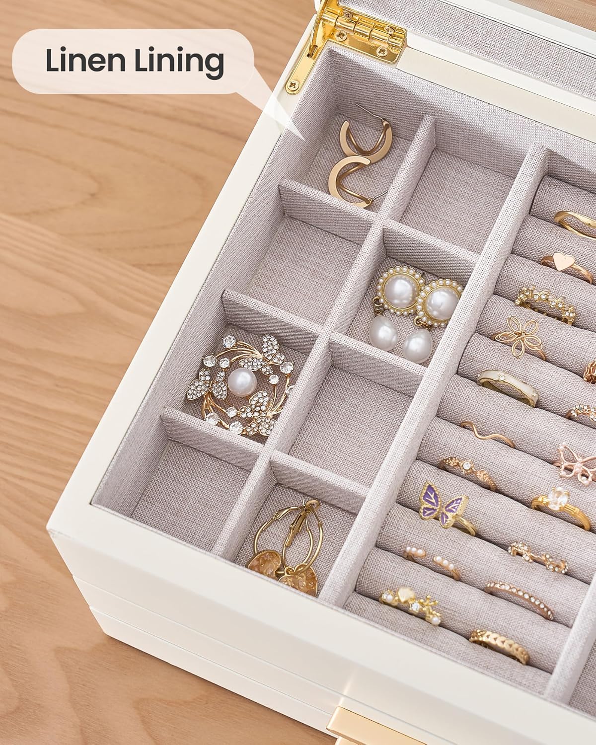 Multi-Layer Jewelry Organizer Box with Clear Lid