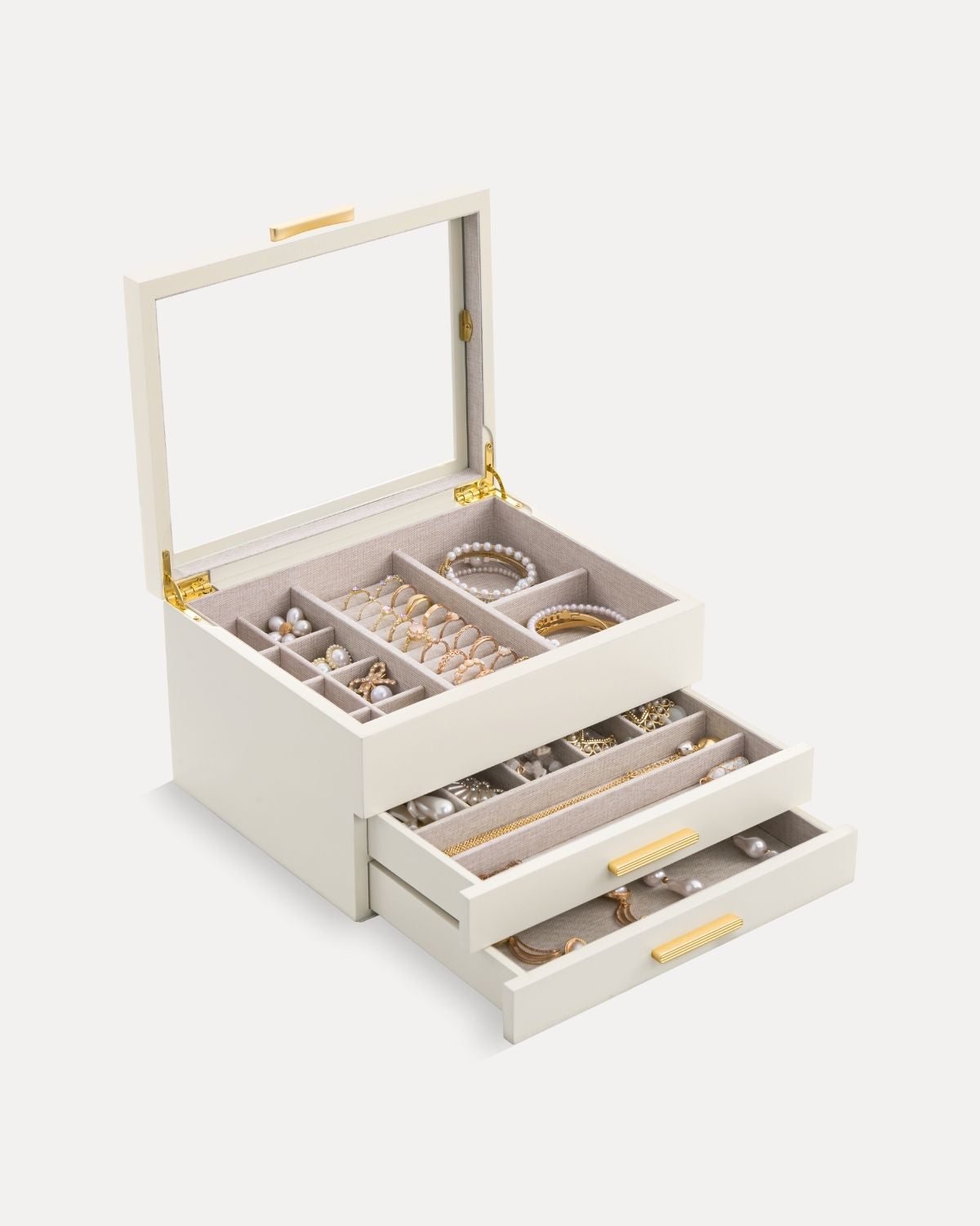Multi-Layer Jewelry Organizer Box with Clear Lid
