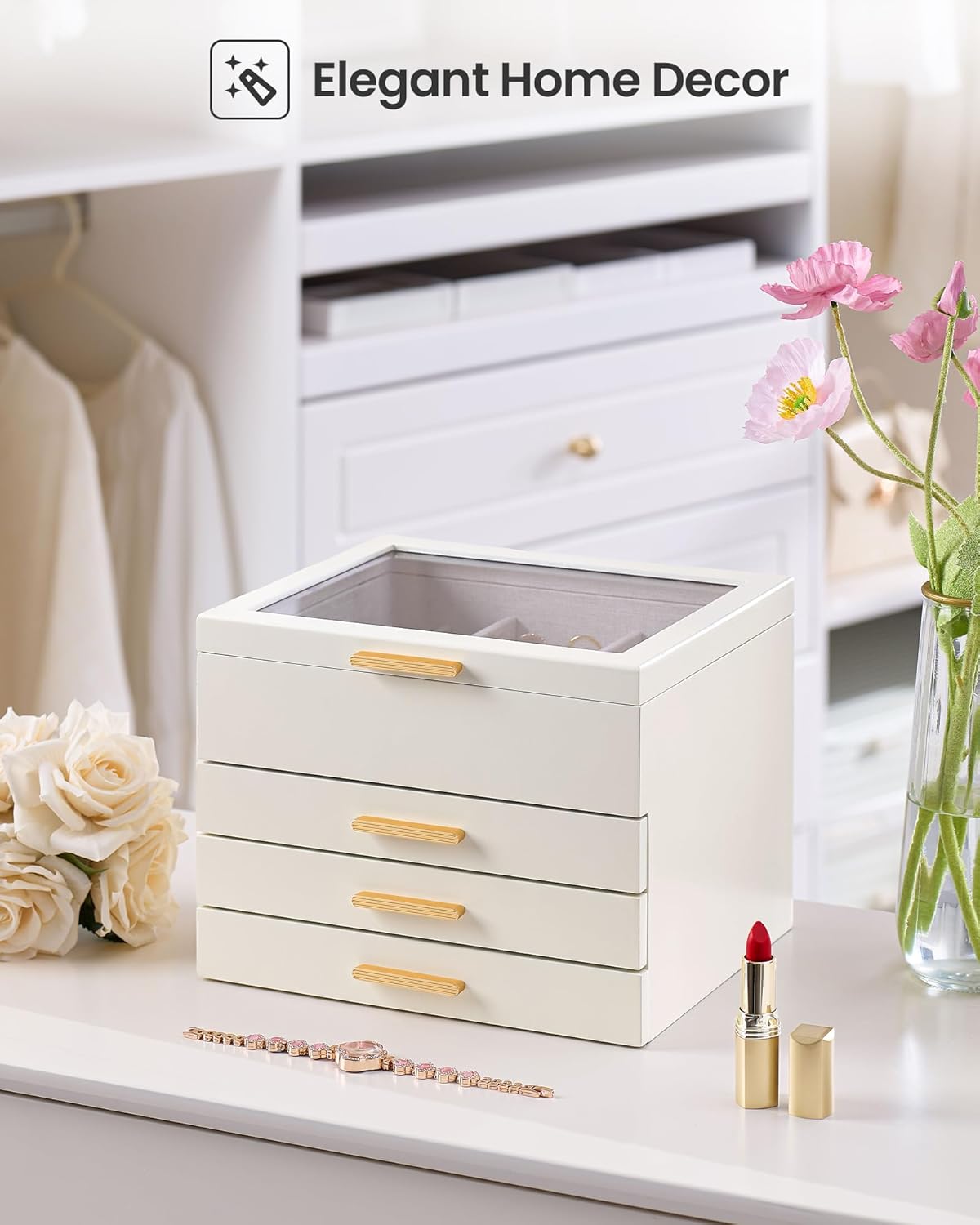 Multi-Layer Jewelry Organizer Box with Clear Lid