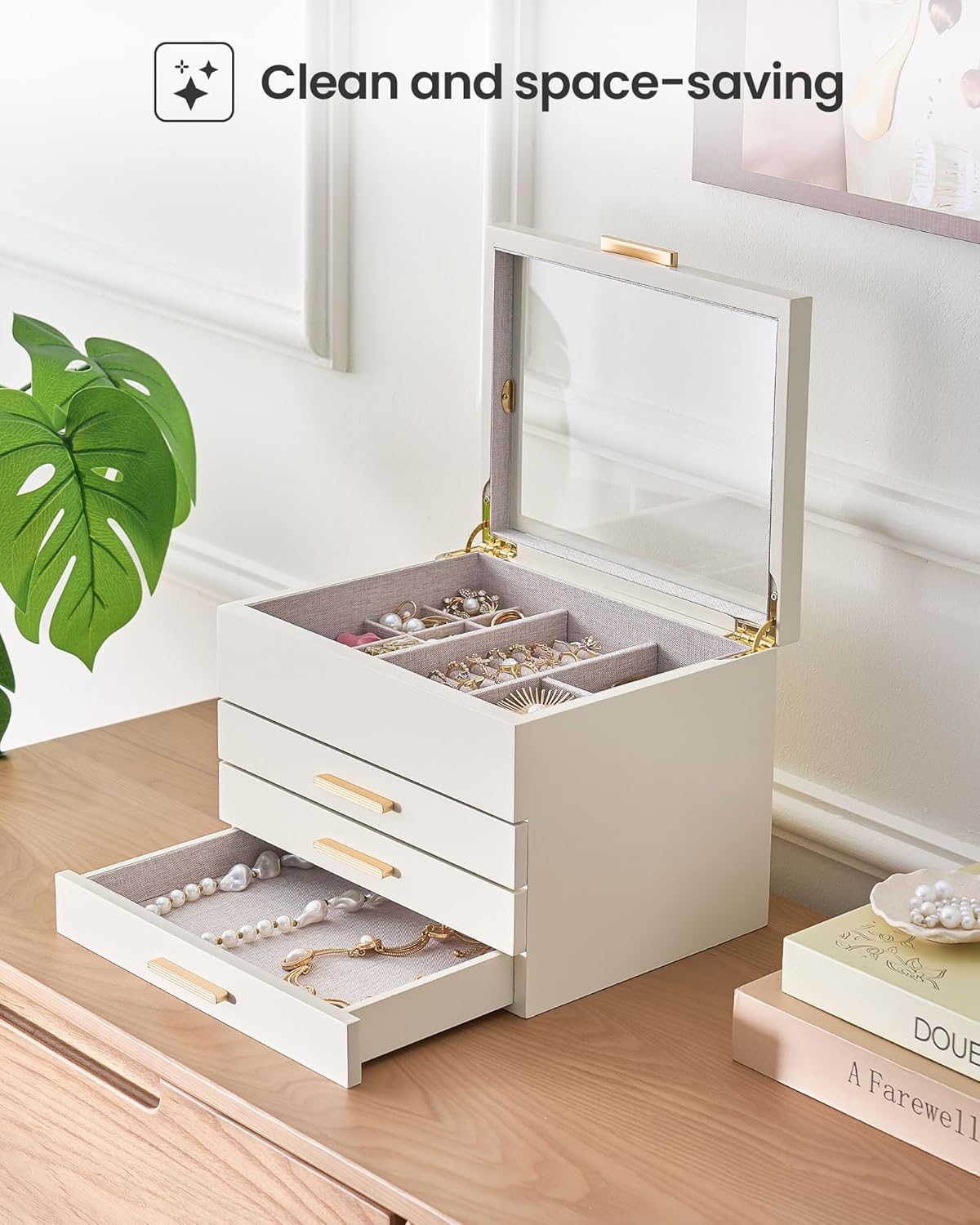 Multi-Layer Jewelry Organizer Box with Clear Lid