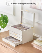 Multi-Layer Jewelry Organizer Box with Clear Lid
