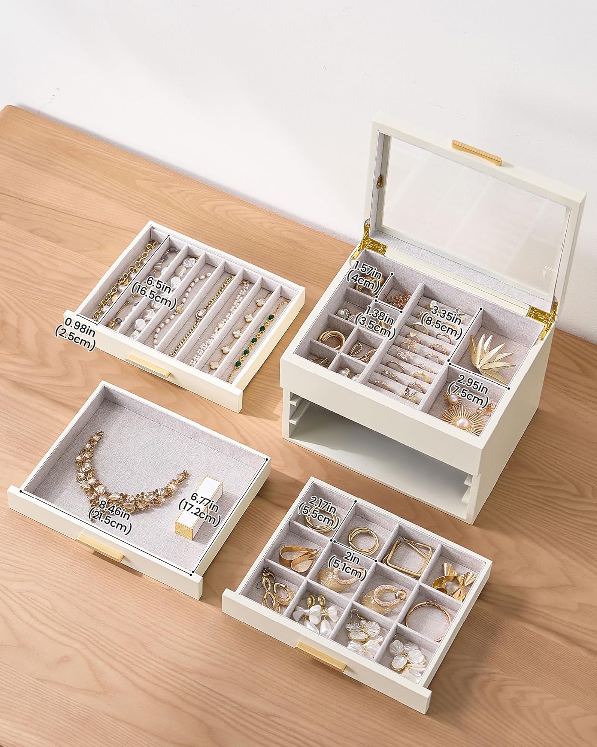 Multi-Layer Jewelry Organizer Box with Clear Lid