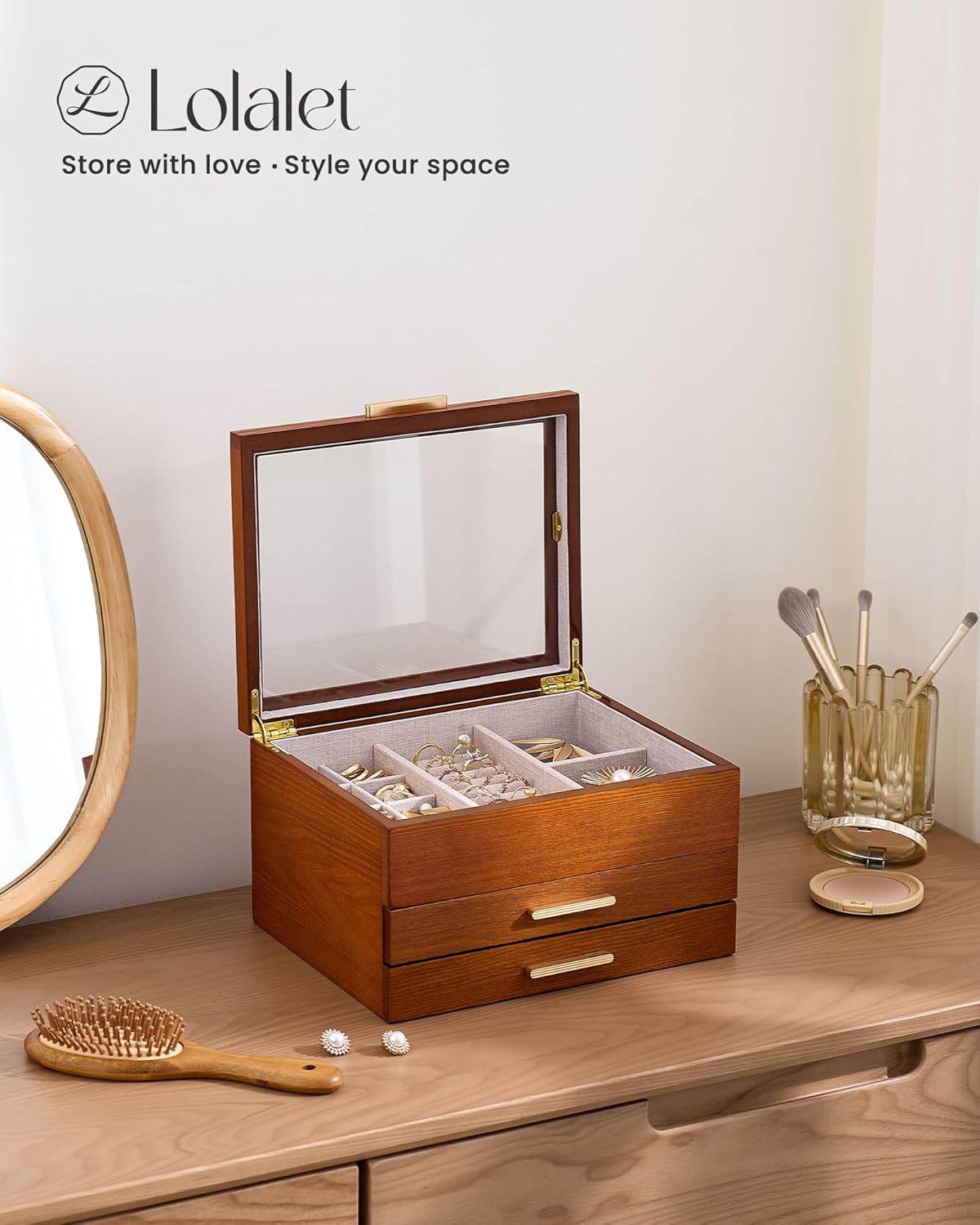 Multi-Layer Jewelry Organizer Box with Clear Lid