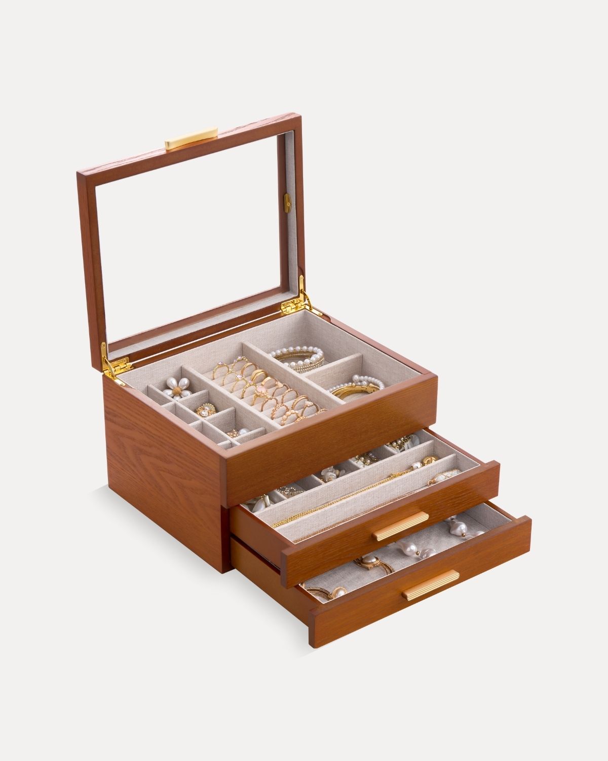 Multi-Layer Jewelry Organizer Box with Clear Lid