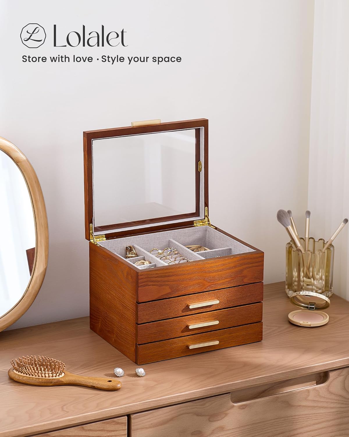 Multi-Layer Jewelry Organizer Box with Clear Lid