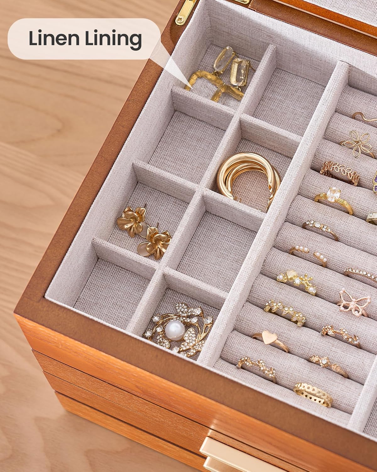 Multi-Layer Jewelry Organizer Box with Clear Lid