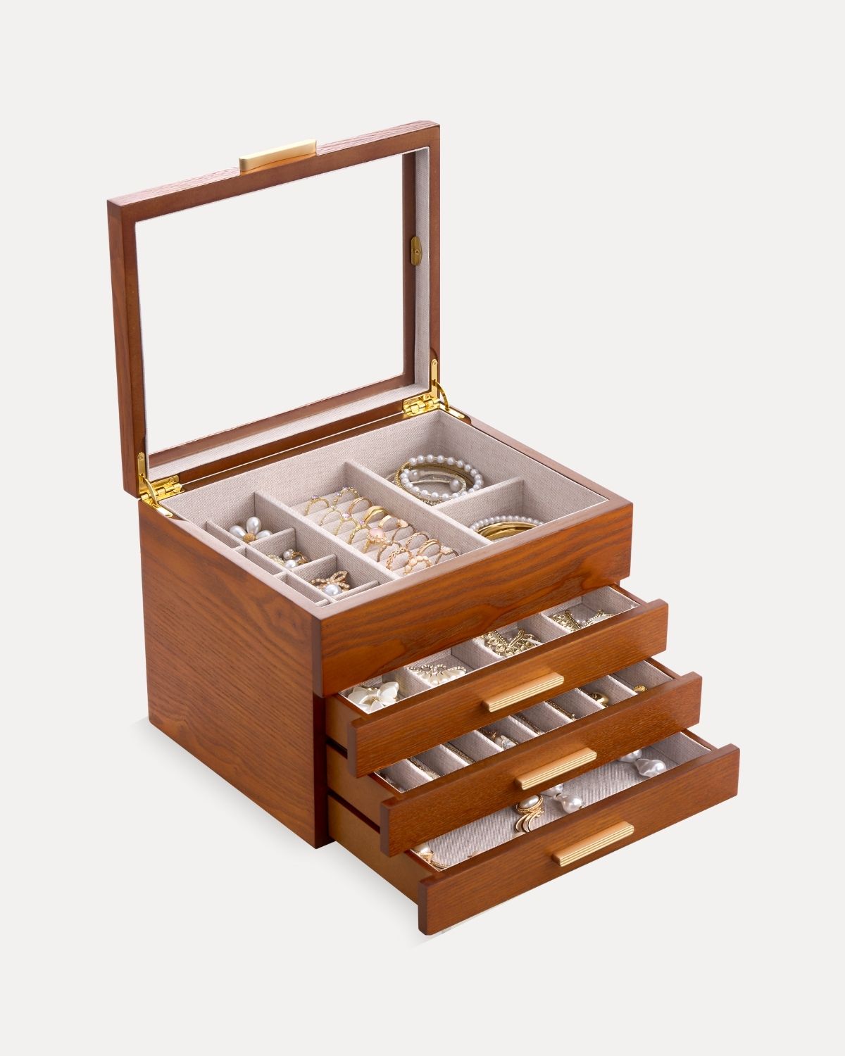 Multi-Layer Jewelry Organizer Box with Clear Lid