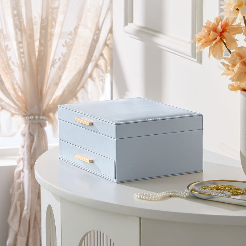Elegant Large Capacity Jewelry Organizer Box with Multi-Layer Trays & Drawer