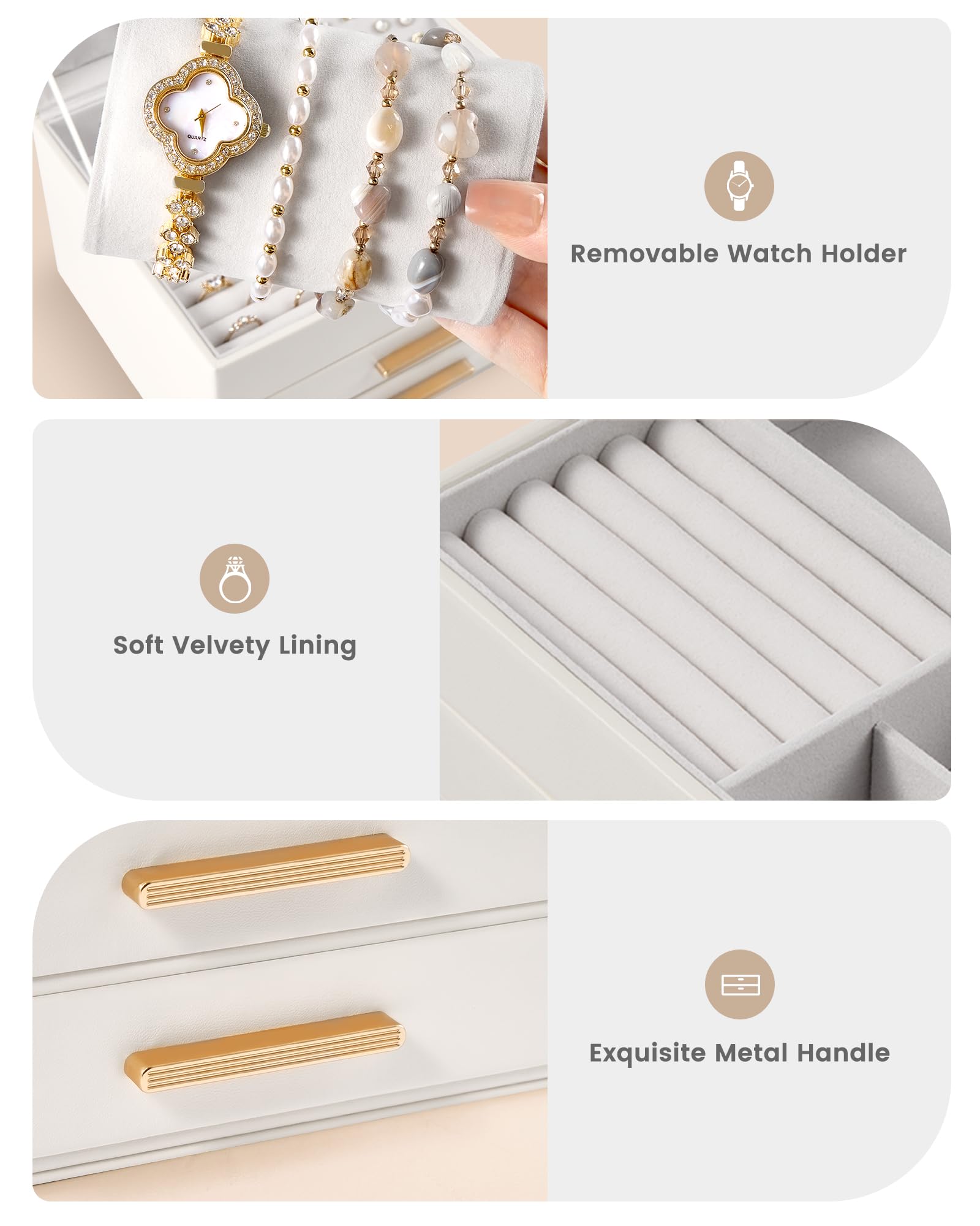 Elegant Large Capacity Jewelry Organizer Box with Multi-Layer Trays & Drawer
