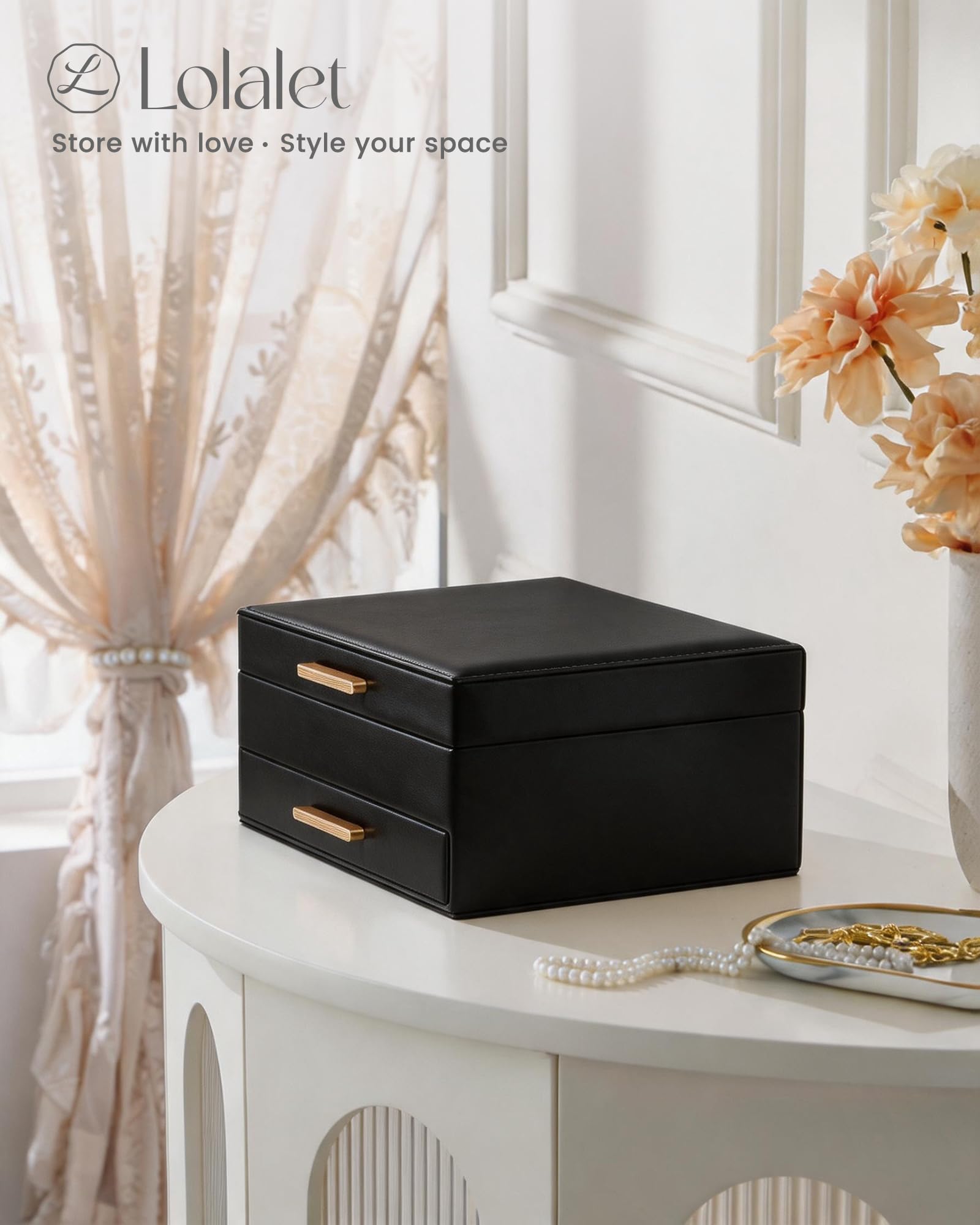 Elegant Large Capacity Jewelry Organizer Box with Multi-Layer Trays & Drawer