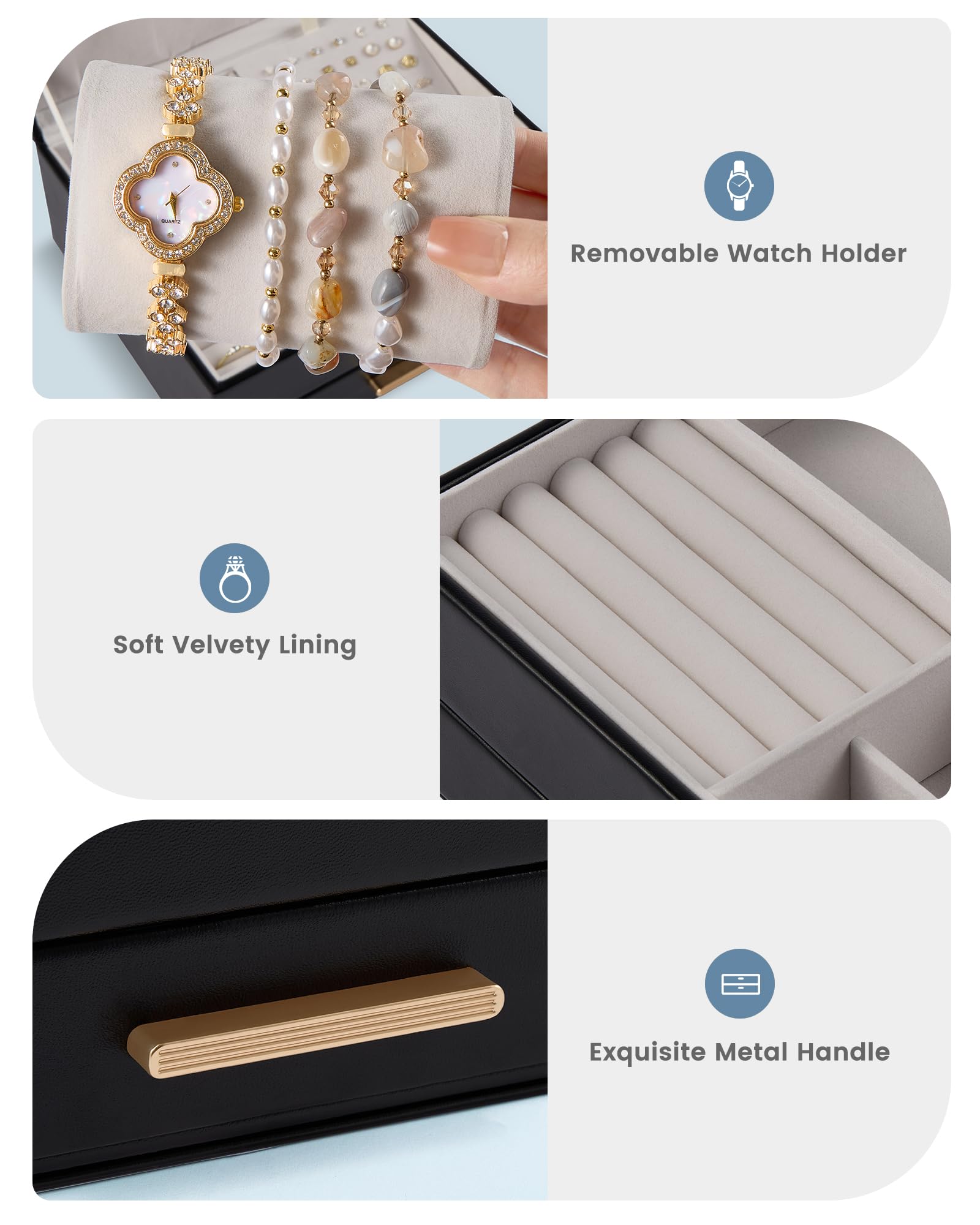 Elegant Large Capacity Jewelry Organizer Box with Multi-Layer Trays & Drawer